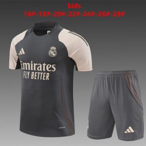 24/25 Kids Real Madrid Black/Pink Short Sleeve Jersey+Shorts