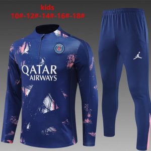 24/25 Kids PSG Navy Half Zipper Jacket+Long Pants