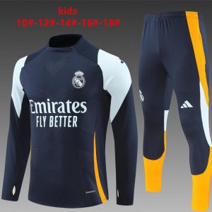 24/25 Kids Real Madrid Navy Half Zipper Jacket+Long Pants