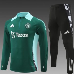 24/25 Manchester United Green Half Zipper Jacket+Long Pants
