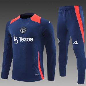 24/25 Kids Manchester United Navy Half Zipper Jacket+Long Pants