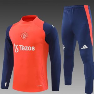 24/25 Manchester United Orange/Navy Half Zipper Jacket+Long Pants