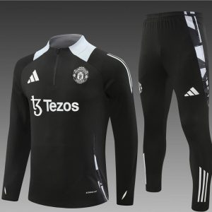 24/25 Manchester United Black Half Zipper Jacket+Long Pants