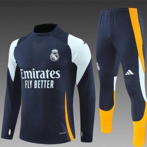 24/25 Real Madrid Navy Half Zipper Jacket+Long Pants