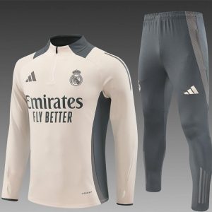 24/25 Real Madrid Khaki Half Zipper Jacket+Long Pants