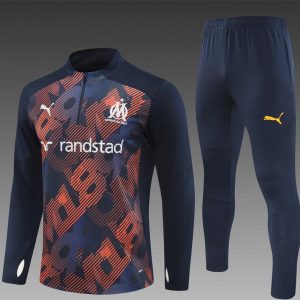 24/25 Olympique Marseille Navy Mixed Color Half Zipper Jacket+Long Pants