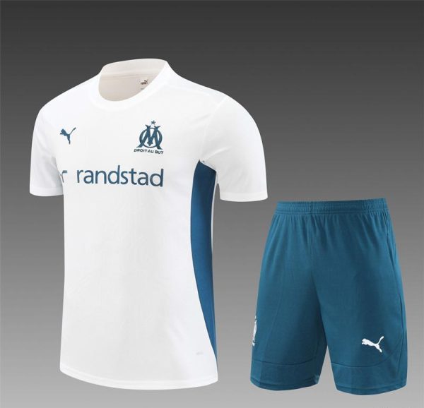 24/25 Olympique Marseille White Short Sleeve Jersey+Shorts