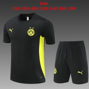 24/25 Kids Borussia Dortmund Black Short Sleeve Jersey+Shorts