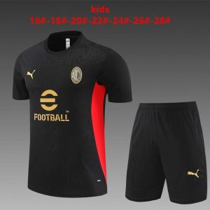 24/25 Kids AC Milan Black Short Sleeve Jersey+Shorts