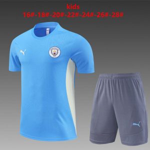 24/25 Kids Manchester City Sky Blue Short Sleeve Jersey+Shorts