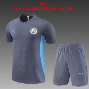 24/25 Kids Manchester City Blue White Short Sleeve Jersey+Shorts