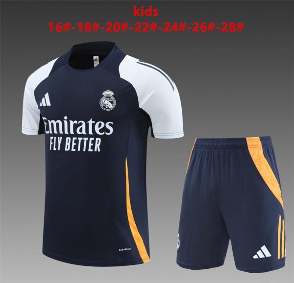 24/25 Kids Real Madrid Navy White Short Sleeve Jersey+Shorts