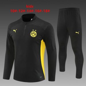 24/25 Kids Borussia Dortmund Black Half Zipper Jacket+Long Pants