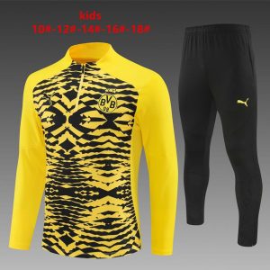 24/25 Kids Borussia Dortmund Yellow/Black Half Zipper Jacket+Long Pants