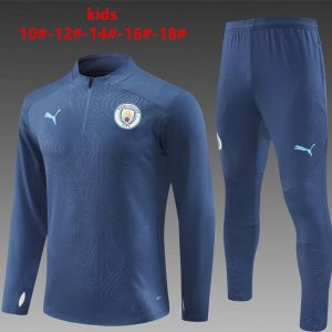 24/25 Kids Manchester City Navy Half Zipper Jacket+Long Pants