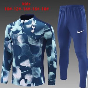 24/25 Kids Tottenham Hotspur Blue Camouflage Half Zipper Jacket+Long Pants