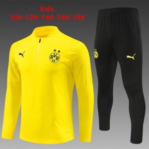 24/25 Kids Borussia Dortmund Yellow Half Zipper Jacket+Long Pants