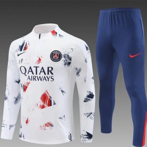 24/25 PSG White Camouflage Navy Half Zipper Jacket+Long Pants