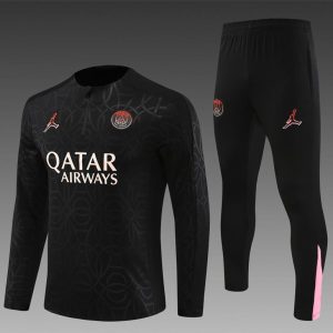 24/25 PSG Jordan Black Steel Seal Half Zipper Jacket+Long Pants