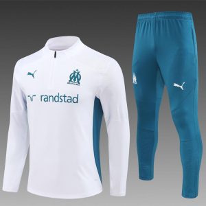 24/25 Olympique Marseille White Half Zipper Jacket+Long Pants