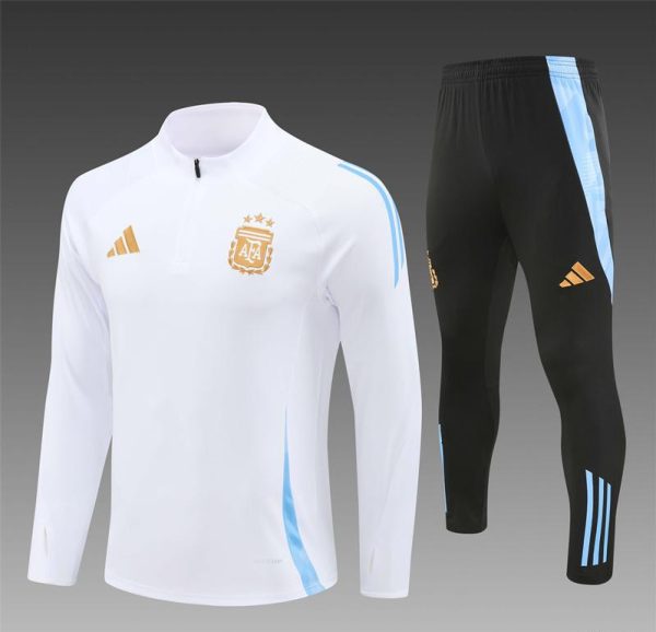 24/25 Argentina White Half Zipper Jacket+Long Pants